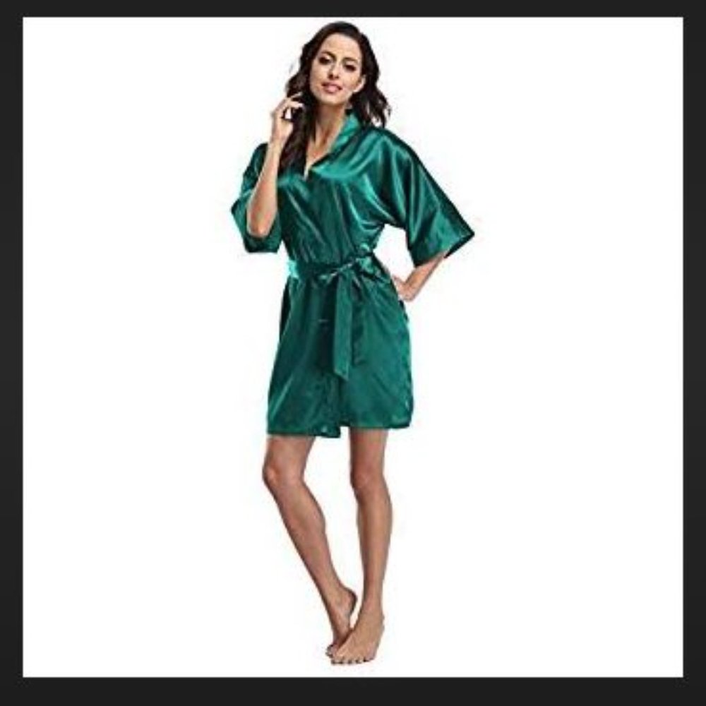 NWT Luvrobes Teal Satin Robe XL